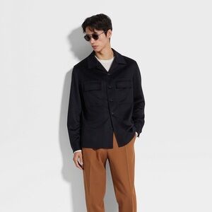 Zegna OASI CASHMERE ALBA OVERSHIRT $3396 New with tag Navy Blue